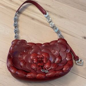 Brighton Rosalie Red Leather Rosette Rose-Purse Shoulder Bag-Y2K